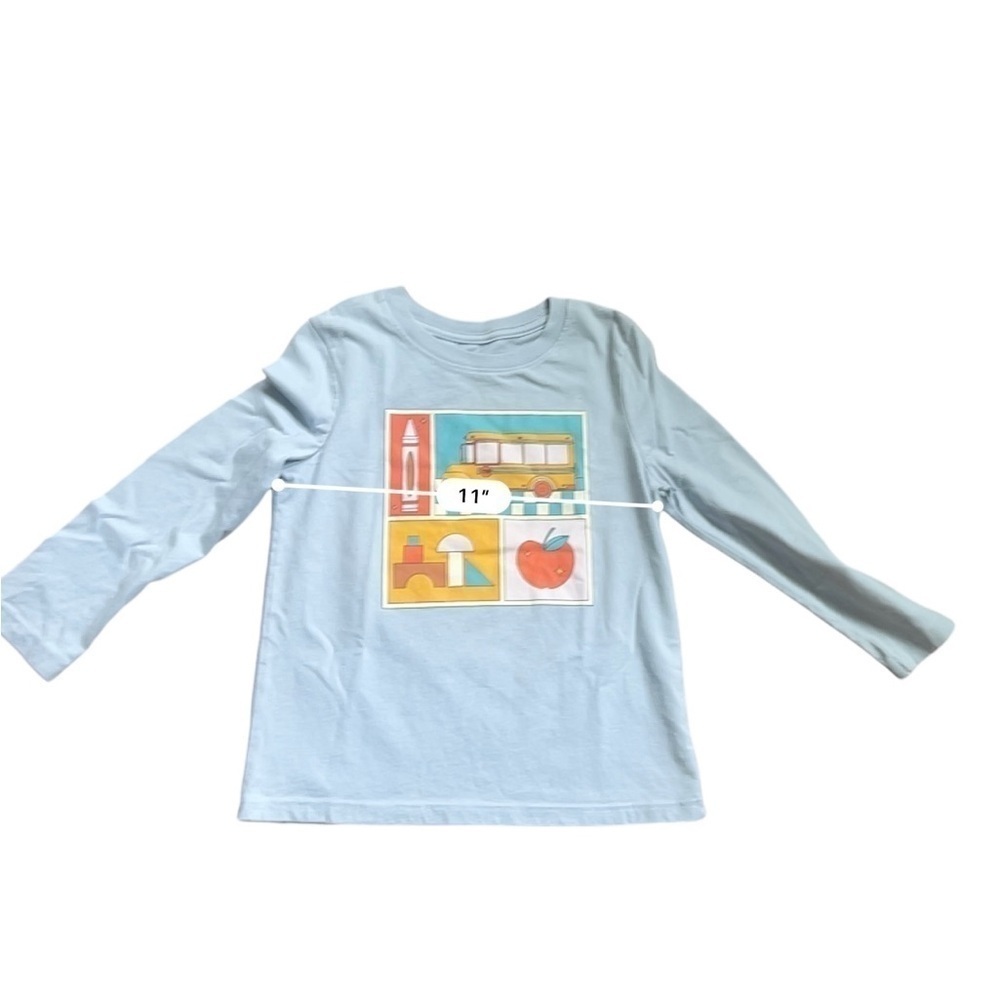 Cat & Jack casual play shirt top baby blue long sleeve graphic design Boys 5T - Picture 2 of 9